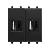 Avanti USB зарядное устройство модульное, , Черный матовый, 2 модуля - артикул 4412542