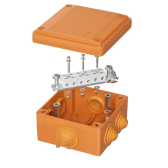 Коробка пластиковая FS с кабельными вводами и     клеммниками IP55 100х100х50мм 6р 450V 6A 4мм кв. - DKC (ДКС), артикул FSB11604