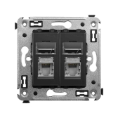 Avanti Компьютерная розетка RJ-45 в стену, кат.5e двойная экранированная,, Черный матовый - артикул 4412364