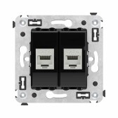 Avanti Компьютерная розетка RJ-45 без шторки в стену, кат.6 двойная экранированная,  Черный квадрат - артикул 4402794