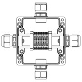 Взрывозащищенная клеммная коробка из полиэстера TBE-P-03-(6xCBC.4)-1xPACMP(A)-1xPACMP(B)-1xPACMP(C)-1xPACMP(D)1Ex e IIC Т5 Gb / Ex tb IIIC T95°C Db IP66 - артикул 1231.031.22.1222