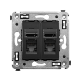 Avanti Компьютерная розетка RJ-45 в стену, кат.5e двойная, , Черный матовый - артикул 4412464