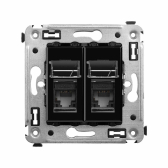 Avanti Розетка RJ-45 в стену, 5e двойная,Черный    квадрат - артикул 4402464