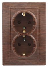 1-205-10 Розетка 2X2P+E Schuko, 16А-250В, IP20, СУ, Plano, венге (10/100/1200) | Б0030072 | Intro - артикул Б0030072