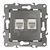 Розетка информационная двойная 2XRJ45, Эра12, графит, 12-3108-12 - артикул Б0019354