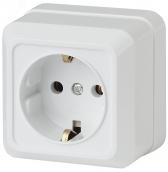 Розетка Intro Quadro 2Э-202-01 с заземлением 2P+E Schuko, 16А-250В, IP20, ОУ, без монтажной пластины, белый - ЭРА (Энергия света), артикул Б0053906