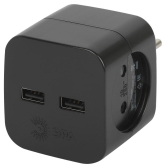 Разветвитель электрический SP-2-USB-B на 2 розетки + 2xUSB 2400mA, без заземл 10А черный - ЭРА (Энергия света), артикул Б0049535