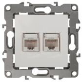 Розетка информационная двойная 2XRJ45, Эра12, белый, 12-3108-01 - ЭРА (Энергия света), артикул Б0014729
