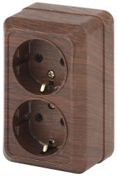 2-204-10 Розетка 2х2P+E Schuko, 16А-250В, IP20, ОУ, Quadro, венге (10/100/1400) | Б0030126 | Intro - артикул Б0030126