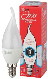 Лампа светодиодная ECO LED BXS-8W-840-E14 (диод, свеча на ветру, 8Вт, нейтр, E14 (10/100/2800) ЭРА (Б0040884) - артикул Б0040884