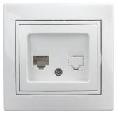 Розетка телефонная RJ11, СУ, Plano, белый, 1-302-01 - артикул Б0027619
