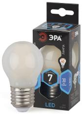 Лампа светодиодная филаментная F-LED P45-7W-840-E27 frost (филамент, шар мат., 7Вт, нейтр, E27 (10/100/3000) ЭРА (Б0027959) - артикул Б0027959