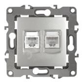 Розетка комбинированная RJ45+RJ11, Эра12, алюминий, 12-3109-03 (Б0018250) - артикул Б0018250
