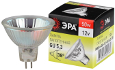 Лампа накаливания галогенная GU5.3-MR16-50W-12V-CL (галоген, софит, 50Вт, нейтр, GU5.3) (10/200/6000) - ЭРА (Энергия света), артикул C0027358