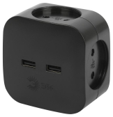Разветвитель электрический SP-4-USB-B на 4 розетки + 2xUSB 2400mA, без заземл 10А черный - ЭРА (Энергия света), артикул Б0049536
