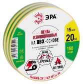 Изолента ПВХ 15мм*20м желто-зеленая (10/200/8000) - артикул C0036548