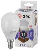Лампа светодиодная LED 11 Вт 880Лм 6000К шар холодный E14 170-265В LED P45-11W-860-E14 Standart - ЭРА (Энергия света), артикул Б0032990