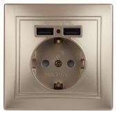 1-410-04 Розетка+USB, IP20, СУ, Plano, шампань (10/100/2500) | Б0043250 | Intro - артикул Б0043250