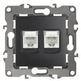 Розетка телефонная двойная 12-3106-05 2XRJ11, антрацит (10/100) |Б0014721 | ЭРА - артикул Б0014721