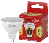 Лампа светодиодная ECO LED MR16-9W-827-GU5.3  (диод, софит, 9Вт, тепл, GU5.3) (10/100/4800) ЭРА - артикул Б0047740