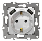Розетка 2P+E 16A-250В, штор. с 2xUSB 5В-3А, Эра Elegance, антрацит 14-4109-05 - ЭРА (Энергия света), артикул Б0047871