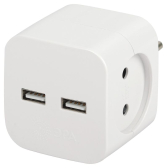 Разветвитель электрический SP-2-USB-W на 2 розетки + 2xUSB 2400mA, без заземл 10А белый - ЭРА (Энергия света), артикул Б0049531