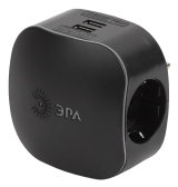 Тройник 3 гнезда 220V + 2xUSB 2100mA, c заземлением, со шторками черный SP-3e-USB-BLACK - артикул Б0046364