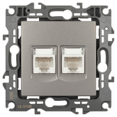 Розетка Серия 12 12-3108-16 информационная двойная 2XRJ45, титан - артикул Б0065665