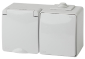 Блок розетка+выкл. гориз. IP65, 16A(10AX)-250В, ОУ, Эра Эксперт, серый, 11-7601-03 - ЭРА (Энергия света), артикул Б0035993
