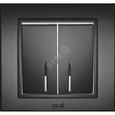 Zena дымчатый выкл 2кл с подсв. Led - артикул 500-011100-203