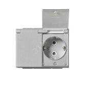 Розетка Double Shuko 16А 230В с крышкой IP21/44   Impressivo алюминий (302EUCK-83) - артикул 302EUCK-83