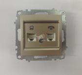 Cosmo Розетка компьютерная + TF двойная (RJ45 cat 6 + RJ 11) титаниум - артикул 619-011400-249