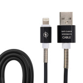USB кабель для iPhone 5/6/7/8/Х моделей, черный силикон, 1 метр (с пружиной) REXANT |18-7012 | REXANT - артикул 18-7012
