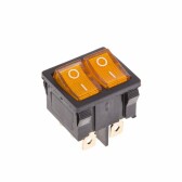 Выключатель клавишный 250V 6А (6с) ON-OFF желтый с подсветкой ДВОЙНОЙ Mini | 36-2162 | REXANT - артикул 36-2162