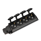 Розетка (колодка) влагозащищенная с крышкой 4 гнезда COMPACT, с/з, 16А, IP54, каучук, черная | 111-224 | REXANT - артикул 111-224