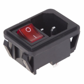 Выключатель клавишный 250V 10А (4с) ON-OFF красный с подсветкой и штекером C14 3PIN | 36-2270 | REXANT - артикул 36-2270
