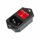 Выключатель клавишный 250 V 16 А (4с) ON-OFF красный с подсветкой и штекером C14 3PIN | 36-2282 | REXANT - артикул 36-2282