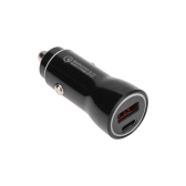 Автозарядка в прикуриватель АЗУ USB-A QC 3.0+USB-C PD 38 Вт черная - артикул 18-1200