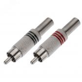 Разъем штекер RCA металл под винт черный/красный (etm14-0410) - артикул etm14-0410
