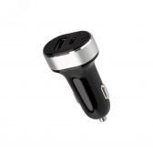 Автозарядка в прикуриватель АЗУ USB-A+USB-C 3.1 A черная - артикул 18-2226