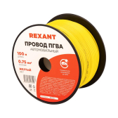 Провод ПГВА 1х0.75 мм2, желтый, бухта 100 м, - REXANT, артикул 01-6502