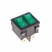Выключатель клавишный 250V 6А (6с) ON-OFF зеленый с подсветкой ДВОЙНОЙ Mini | 36-2163 | REXANT - артикул 36-2163