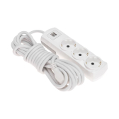Удлинитель PREMIUM 3 гнезда, 5 м, 3х1,5 мм2, с/з, 2 USB, белый - артикул 13-4111