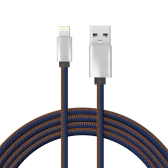 Кабель USB-Lightning для iPhone, 2,4A, nylon, denim, 1mУстройство зарядное, 18-4248, - REXANT, артикул 18-4248