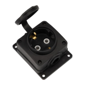 Розетка (колодка) влагозащищенная с крышкой 1 гнездо COMPACT, с/3, 16А, IP54, каучук, черная | 111-221 | REXANT - артикул 111-221