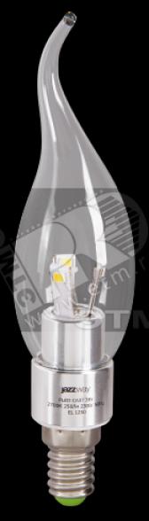 Лампа светодиодная LED 3вт Е14 СА37 холодная прозрачная (свеча на ветру) PLED (PLED-СА37 3w40 CL) - артикул PLED-СА37 3w40 CL