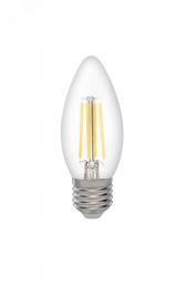 Лампа сетодиодная декоративная LED 8w E27 4000K свеча прозрачная филамент 230/50 Jazzway (5020825) - артикул 5020825