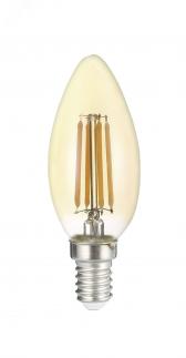 Лампа сетодиодная декоративная LED 8w E14 3000K свеча золотая филамент 230/50 Jazzway (5020917) - артикул 5020917