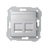Simon 82 Адаптер со шторками на 2 коннектора UTP (RJ45), FTP (RJ45), RJ12, AMP, S82 Detail алюминий | 82006-93 | Simon - артикул 82006-93