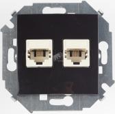 Розетка компьютерная двойная RJ45 категория 5е черный глянец - артикул 1591593-032
